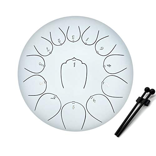 Early Edu 12 Inch 13 Notes Steel Tongue Drum,tuned Percussion Instrument,tank Drum Chakra Drum,with Drumsticks and Carrying Bags and Textbook,beautifully Designed and Peaceful Sound,for Birthday Gift